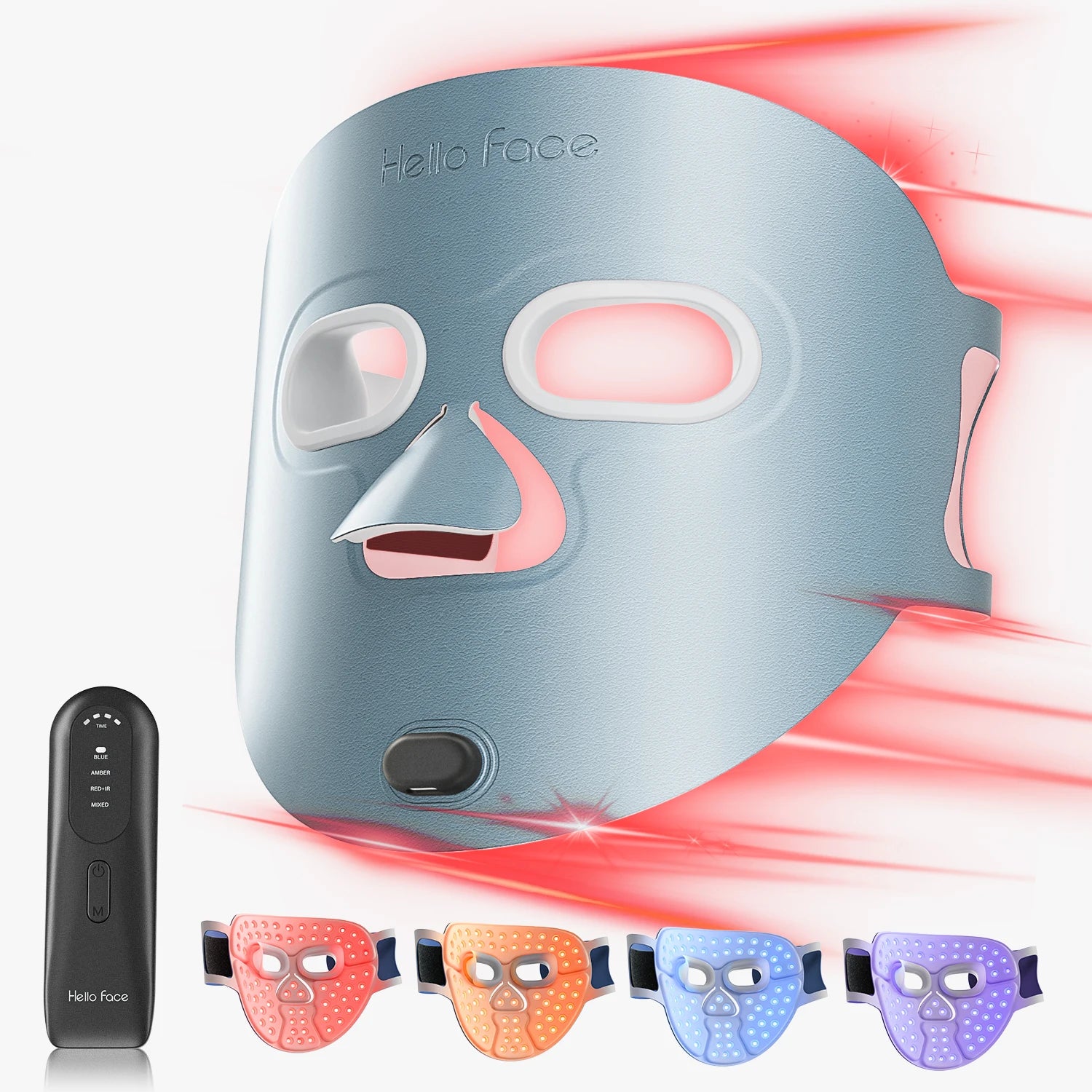 Hello Face 4-Color Baby Blue M500S LED Mask, Soft Ice-Silk Lycra, Ultra-Lightweight, Light-Blocking, High-Fit Face Photon Mask