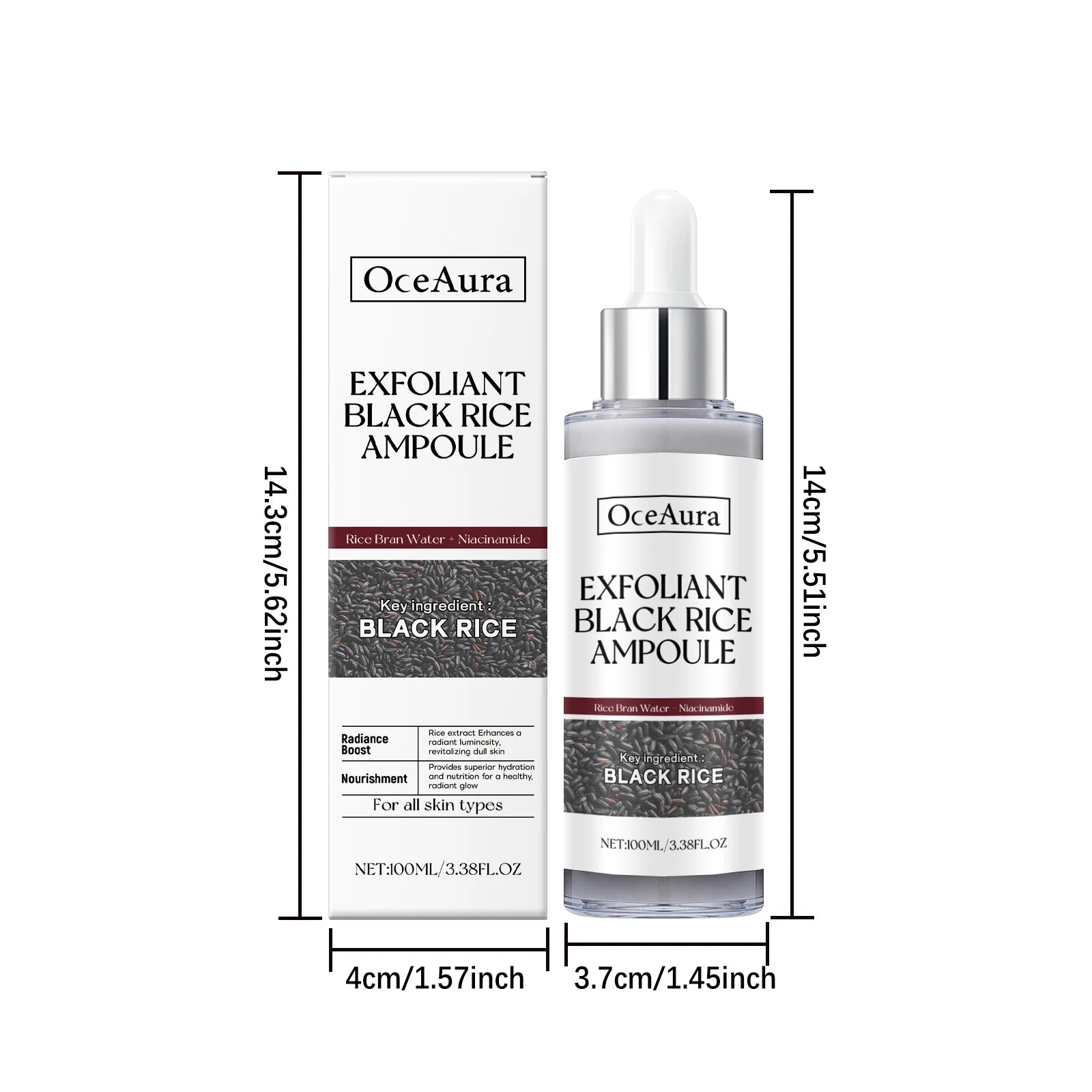 Exfoliating Facial Serum Cleansing Pores Remove Dead Skin Purify Oil Control Smoothing Brightening Moisturizing Black Rice Ampou
