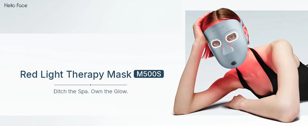 Hello Face 4-Color Baby Blue M500S LED Mask, Soft Ice-Silk Lycra, Ultra-Lightweight, Light-Blocking, High-Fit Face Photon Mask