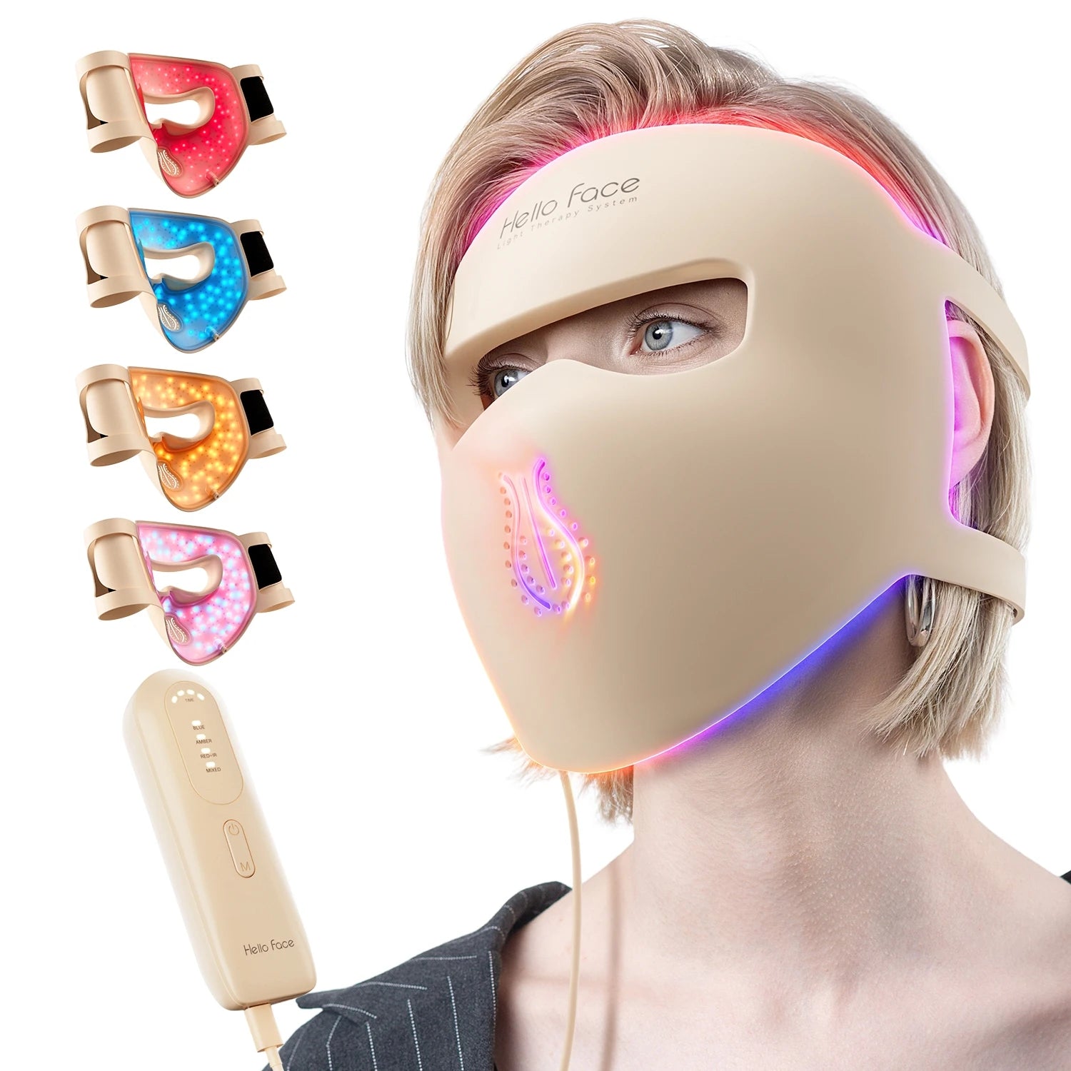 311 LEDs Photon Beauty Mask 4 Color Face Neck Care Flexible Contouring 4D Silicone Mask Hello Face M300 Skin Firming Anti Acne