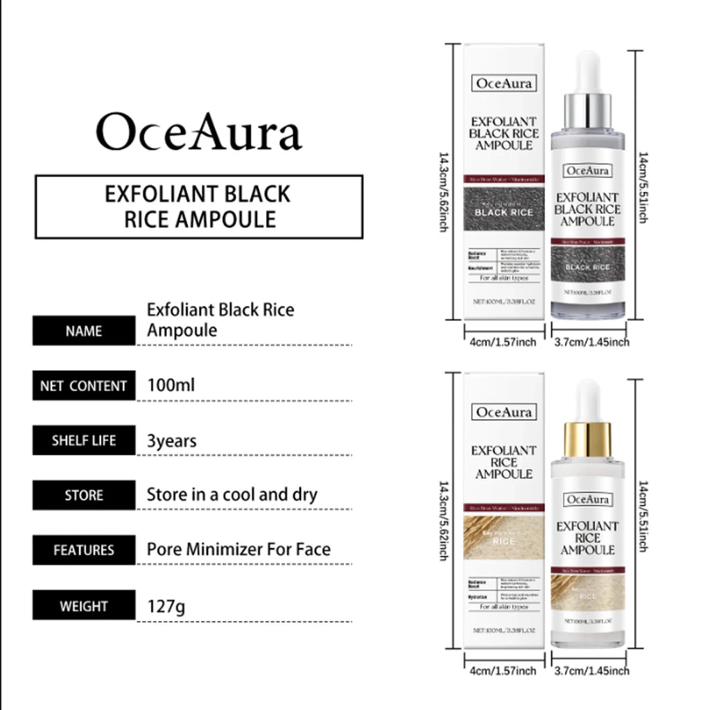Exfoliating Facial Serum Cleansing Pores Remove Dead Skin Purify Oil Control Smoothing Brightening Moisturizing Black Rice Ampou