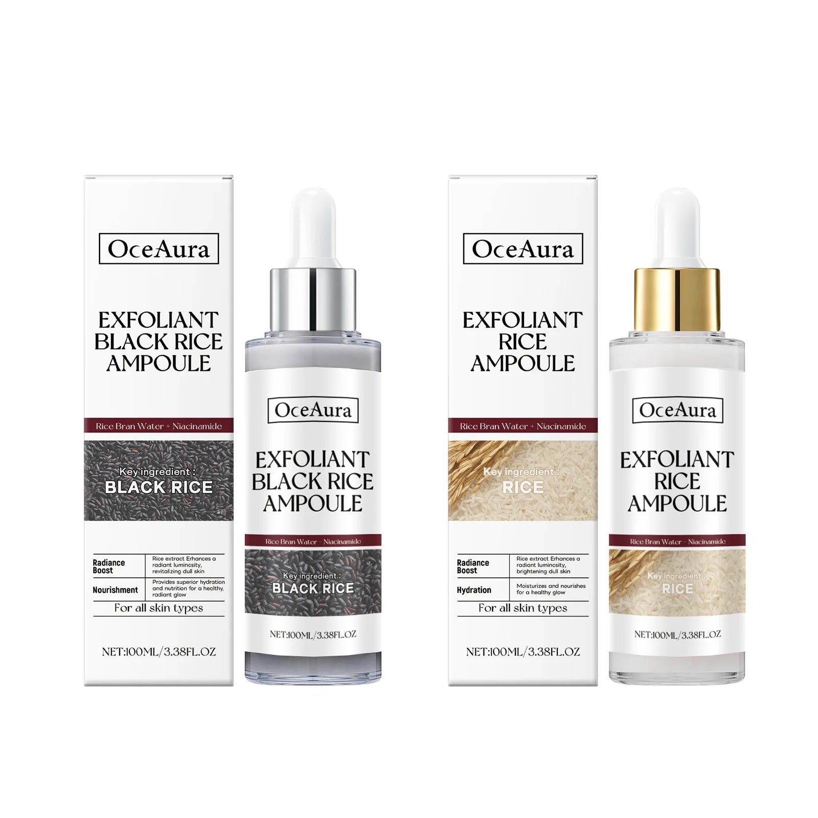 Exfoliating Facial Serum Cleansing Pores Remove Dead Skin Purify Oil Control Smoothing Brightening Moisturizing Black Rice Ampou