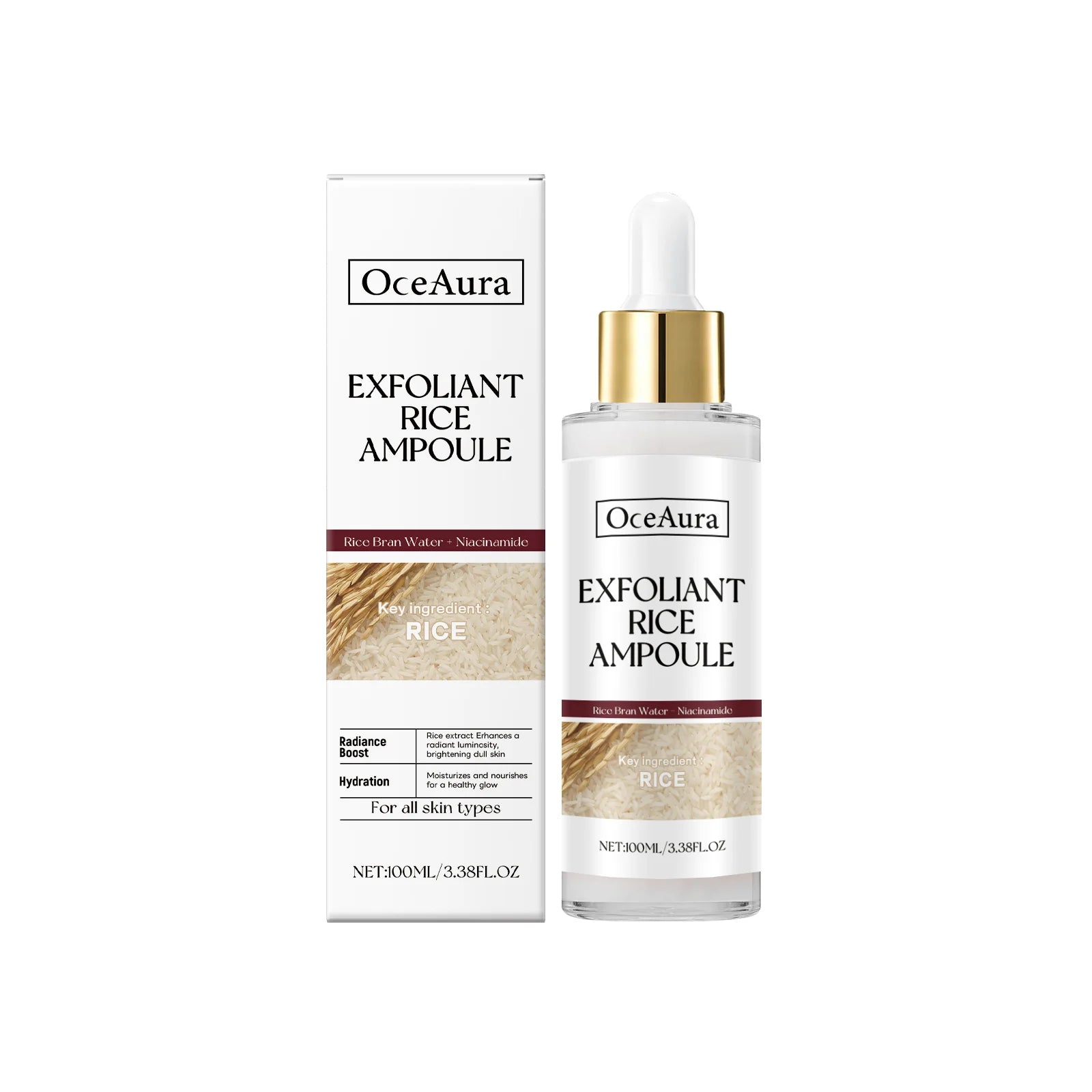 Exfoliating Facial Serum Cleansing Pores Remove Dead Skin Purify Oil Control Smoothing Brightening Moisturizing Black Rice Ampou