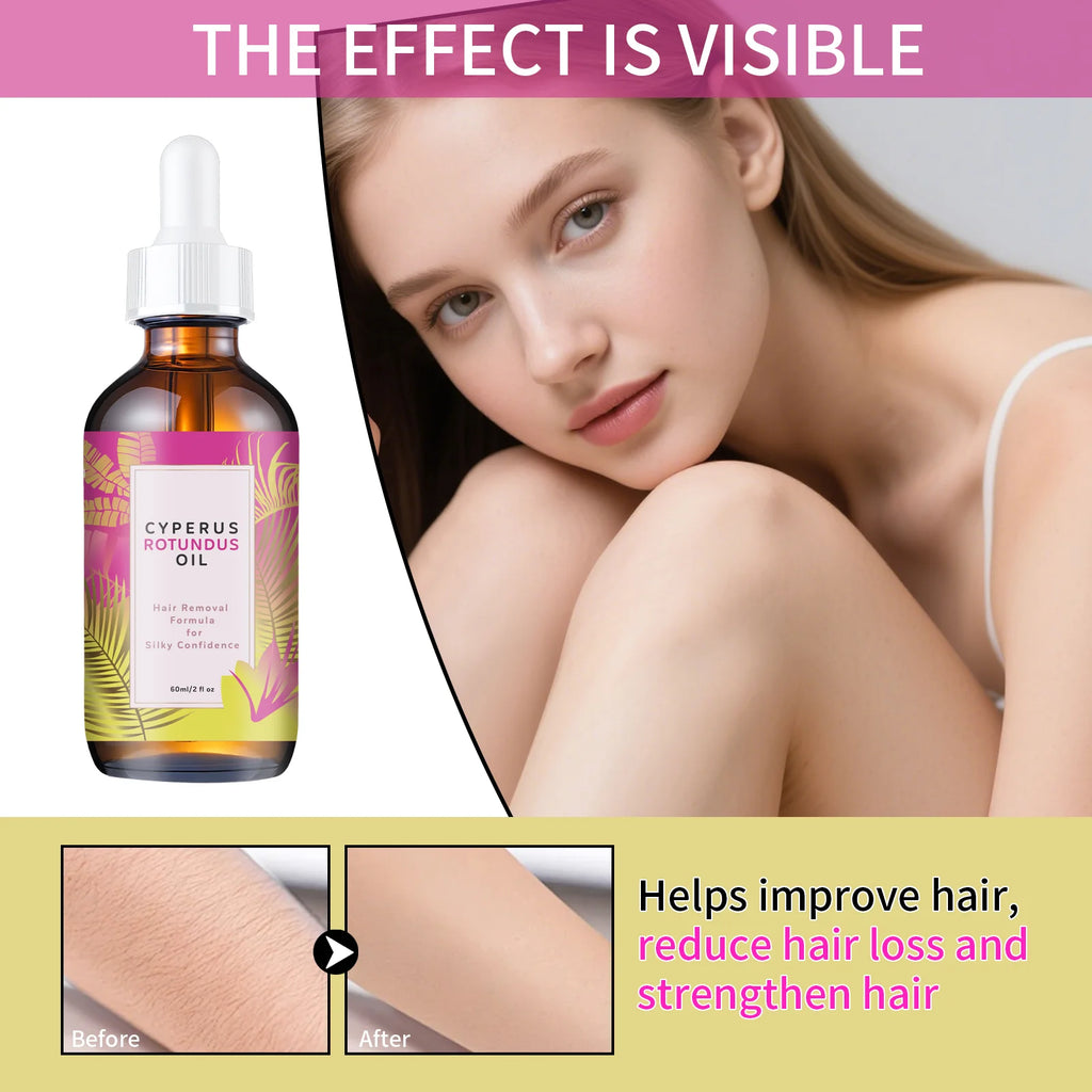 Natural Hair Growth Inhibitor Oil 60ml - Long-Lasting Reduction with Jojoba & Almond Oil for Smooth, Silky Skin, All Skin Types.