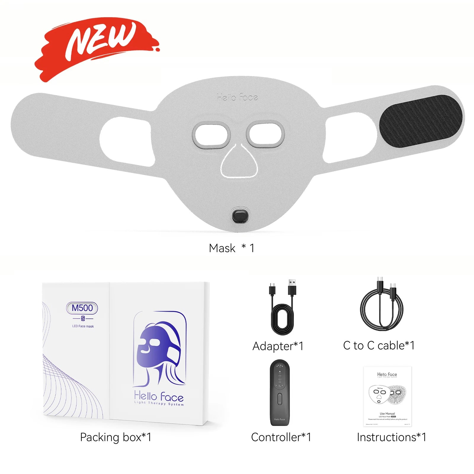 Hello Face M500S LED Mask Device Skin Care Tool Best Gift for lovers, parents, and friends