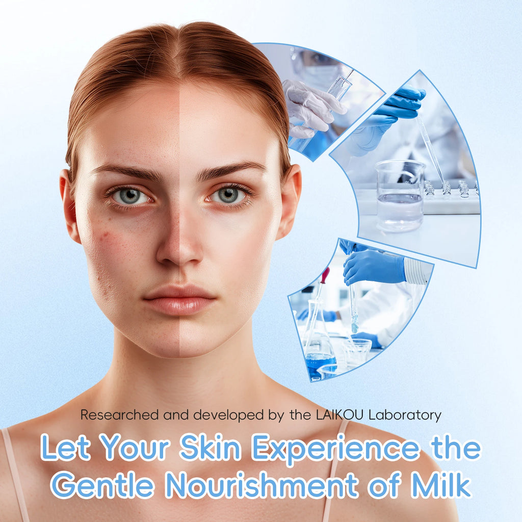 LAIKOU Milk Glowing Trio Set Deep Nourishment Kit Hydrating Skincare Non-Greasy Serum Eye Cream Moisturizer Gift Set