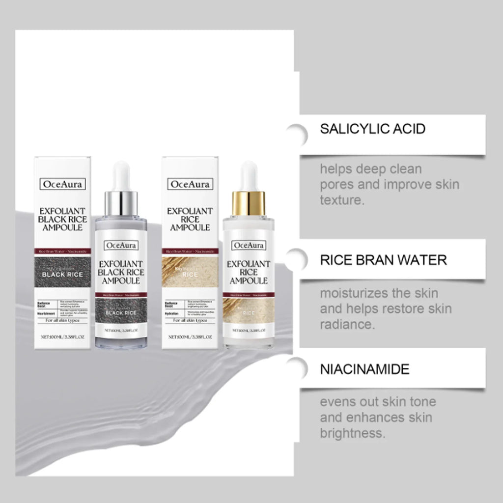 Exfoliating Facial Serum Cleansing Pores Remove Dead Skin Purify Oil Control Smoothing Brightening Moisturizing Black Rice Ampou