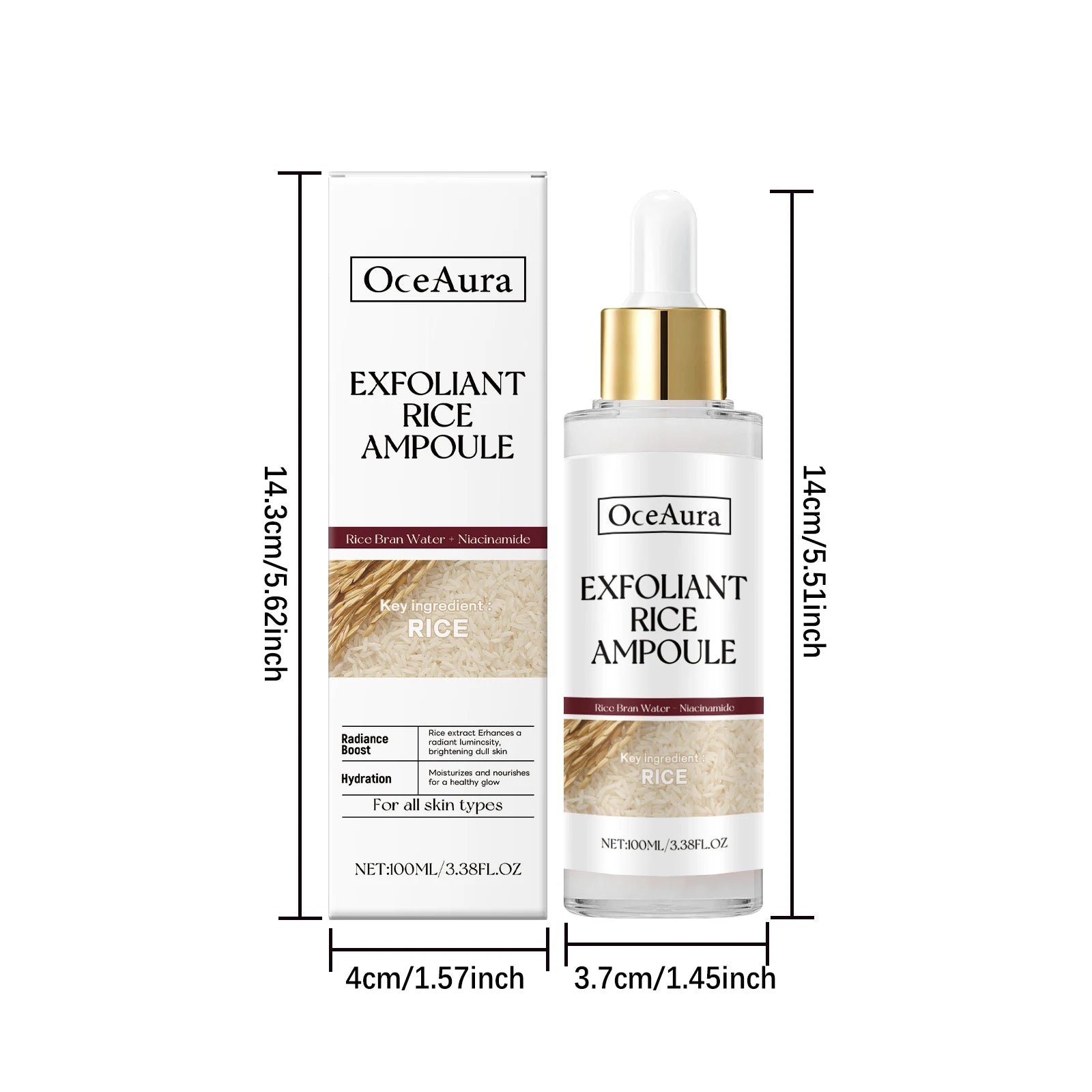 Exfoliating Facial Serum Cleansing Pores Remove Dead Skin Purify Oil Control Smoothing Brightening Moisturizing Black Rice Ampou